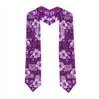 Hawaiian Quilt Pattern Graduation Stole Hibiscus and Tribal Element Vintage Purple Vibe LT03 - Polynesian Pride