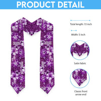 Hawaiian Quilt Pattern Graduation Stole Hibiscus and Tribal Element Vintage Purple Vibe LT03 - Polynesian Pride
