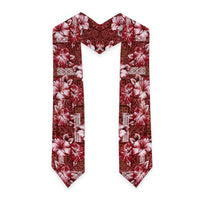 Hawaiian Quilt Pattern Graduation Stole Hibiscus and Tribal Element Vintage Red Vibe LT03 - Polynesian Pride