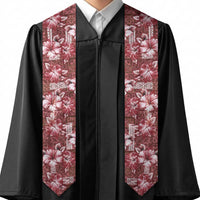 Hawaiian Quilt Pattern Graduation Stole Hibiscus and Tribal Element Vintage Red Vibe LT03 - Polynesian Pride