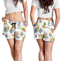 Hawaiian Quilts Shorts for Women Tropical Fruits and Plants