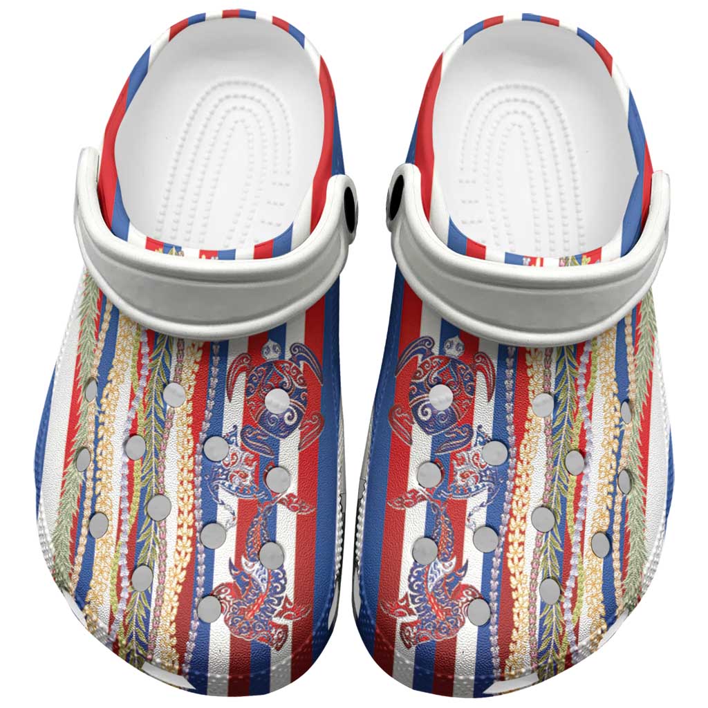 Hawaiian Sea Animals Clogs Shoes with Lei and Flag Style LT03