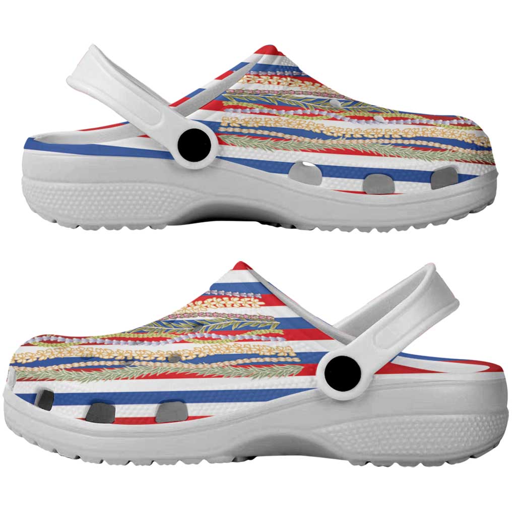 Hawaiian Sea Animals Clogs Shoes with Lei and Flag Style LT03 - Polynesian Pride