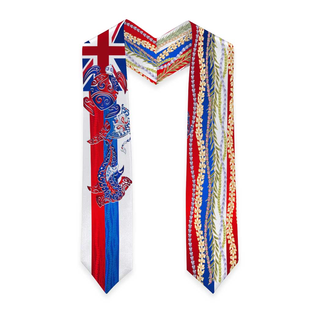 Hawaiian Sea Animals Graduation Stole with Lei and Flag Style LT03 - Polynesian Pride