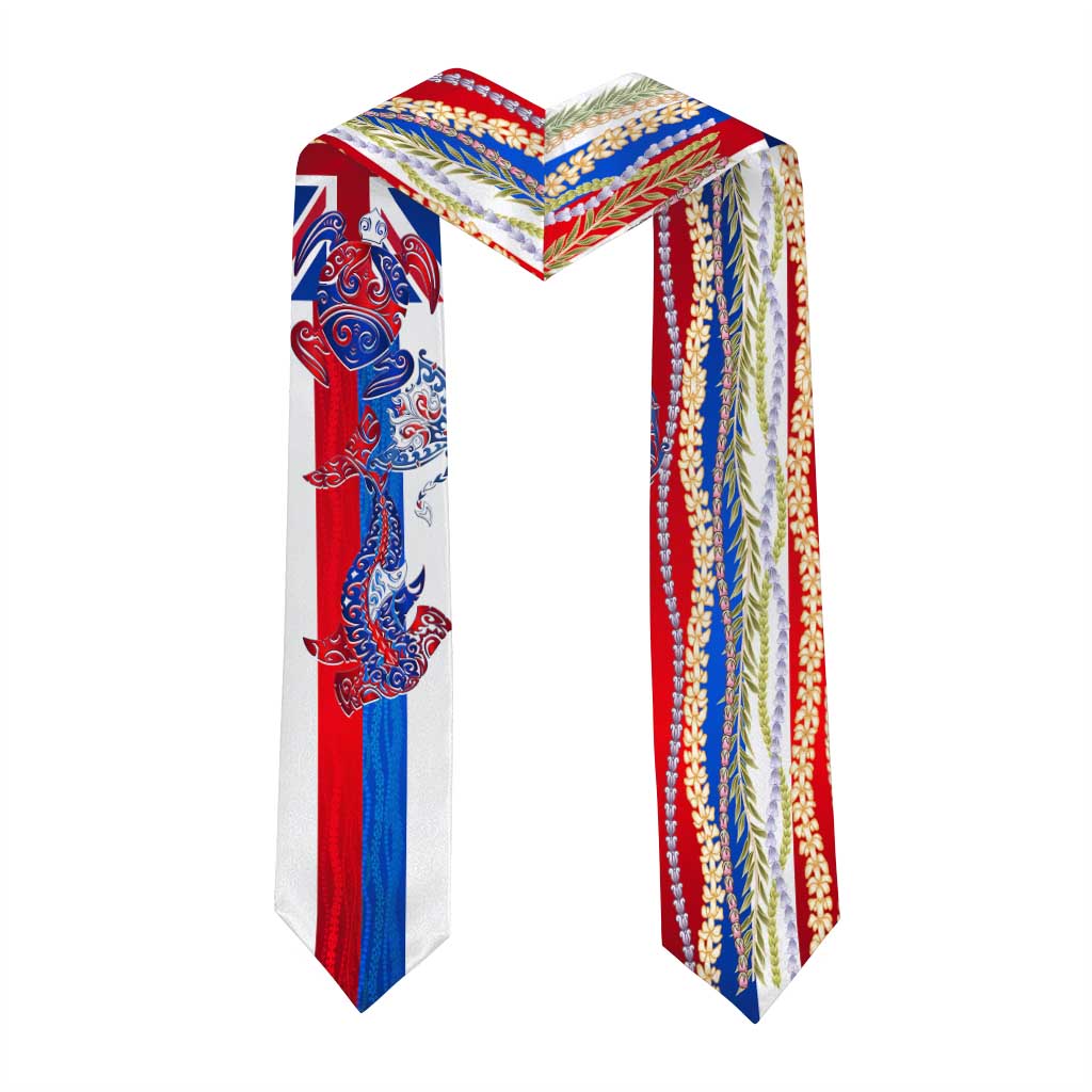 Hawaiian Sea Animals Graduation Stole with Lei and Flag Style LT03 - Polynesian Pride