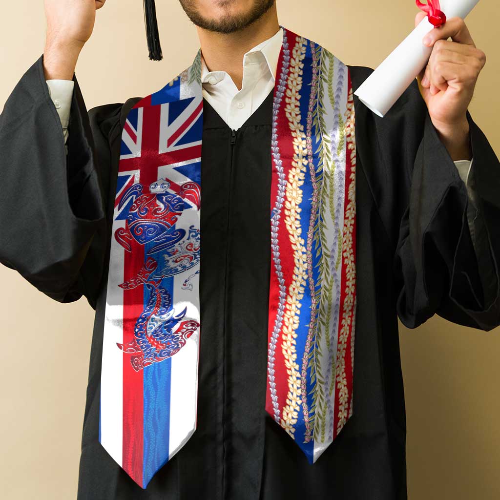 Hawaiian Sea Animals Graduation Stole with Lei and Flag Style LT03 - Polynesian Pride