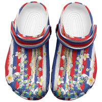 Hawaiian Sea Turtles and Plumeria Clogs Shoes with Lei and Flag Grunge Style LT03 Multicolor - Polynesian Pride
