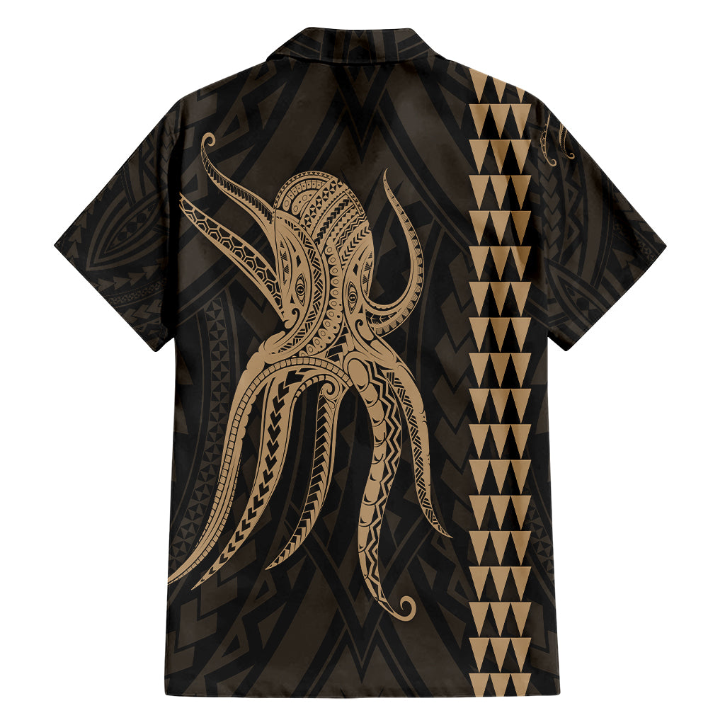 Hawaii Octopus KaKau Polynesian Hawaiian Shirt - Gold - AH