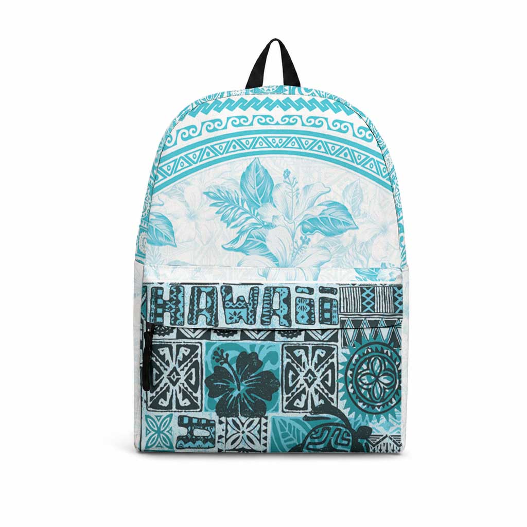 Hawaiian Tapa Backpack Traditional Vintage Pattern Aqua LT05 Aqua - Polynesian Pride