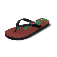 Hawaiian Taro Leaves-Hibiscus and Plumeria Flip Flops Polynesian Art-Kakau Tattoo Red LT03 - Polynesian Pride