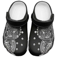 Hawaiian Traditional Tattoos Clogs Shoes Kakau Tribal Tropical Plant Motif Black Color