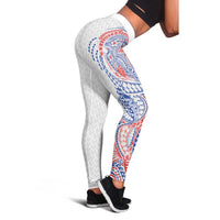 Hawaiian Traditional Tattoos Leggings Kakau Tribal Tropical Plant Motif Hawaii Flag Color Inspired