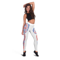 Hawaiian Traditional Tattoos Leggings Kakau Tribal Tropical Plant Motif Hawaii Flag Color Inspired