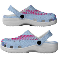 Hawaiian Tribal Manta Ray Clogs Shoes Kakau Tattoo and Flowers Surfing Waves Pattern Soft Color LT03 - Polynesian Pride