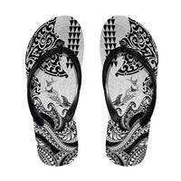 Hawaiian Tribal Manta Ray Flip Flops Kakau Tattoo and Polynesian Art Motif Pattern