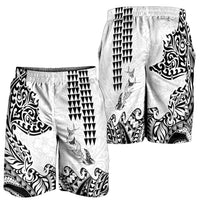Hawaiian Tribal Manta Ray Shorts for Men Kakau Tattoo and Polynesian Art Motif Pattern LT03 - Polynesian Pride