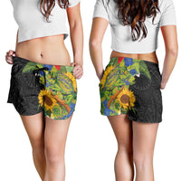 Hawaiian Tropical Plants and Chameleon Shorts for Women Polynesian Art Colorful LT03 - Polynesian Pride