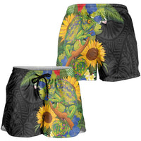 Hawaiian Tropical Plants and Chameleon Shorts for Women Polynesian Art Colorful LT03 - Polynesian Pride