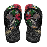 Hawaiian Tropical Plants and Turtles Flip Flops Polynesian Art Motifs LT03 - Polynesian Pride