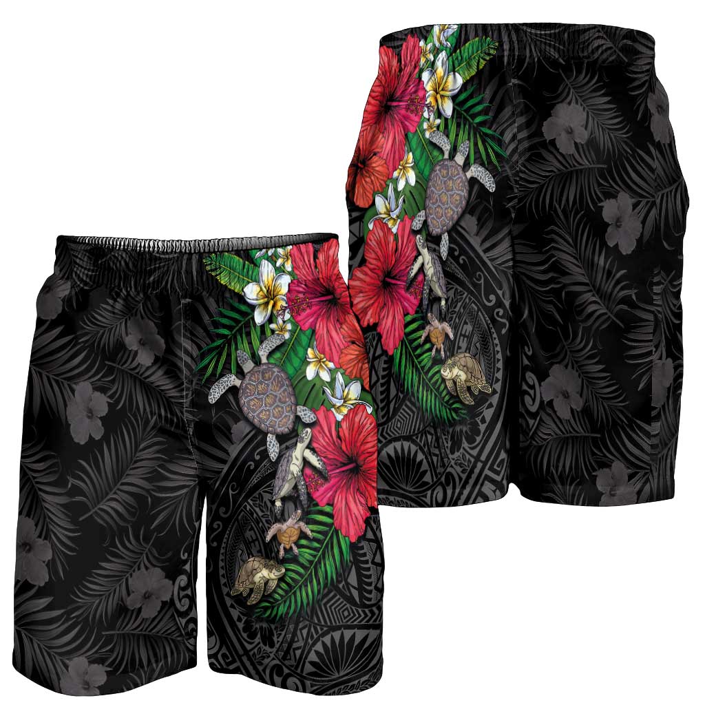 Hawaiian Tropical Plants and Turtles Shorts for Men Polynesian Art Motifs LT03 - Polynesian Pride