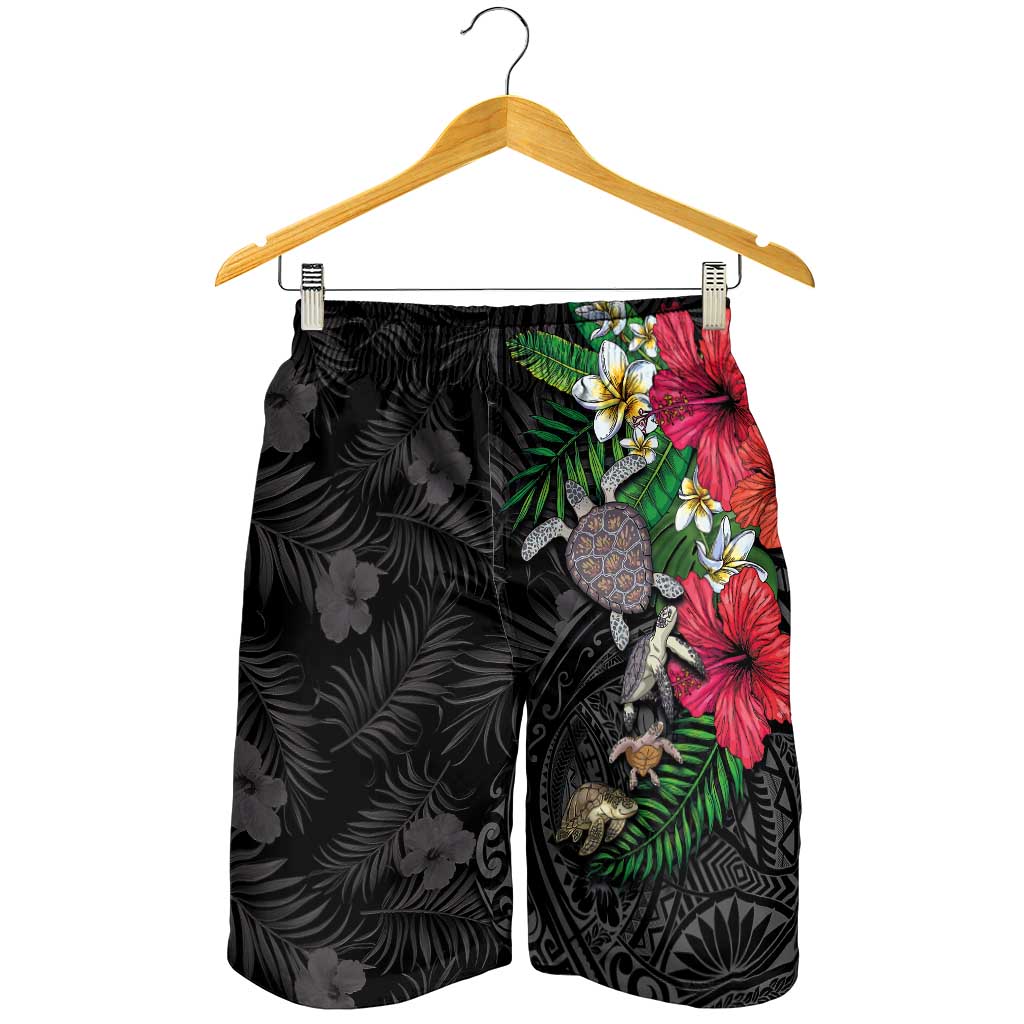 Hawaiian Tropical Plants and Turtles Shorts for Men Polynesian Art Motifs LT03 - Polynesian Pride