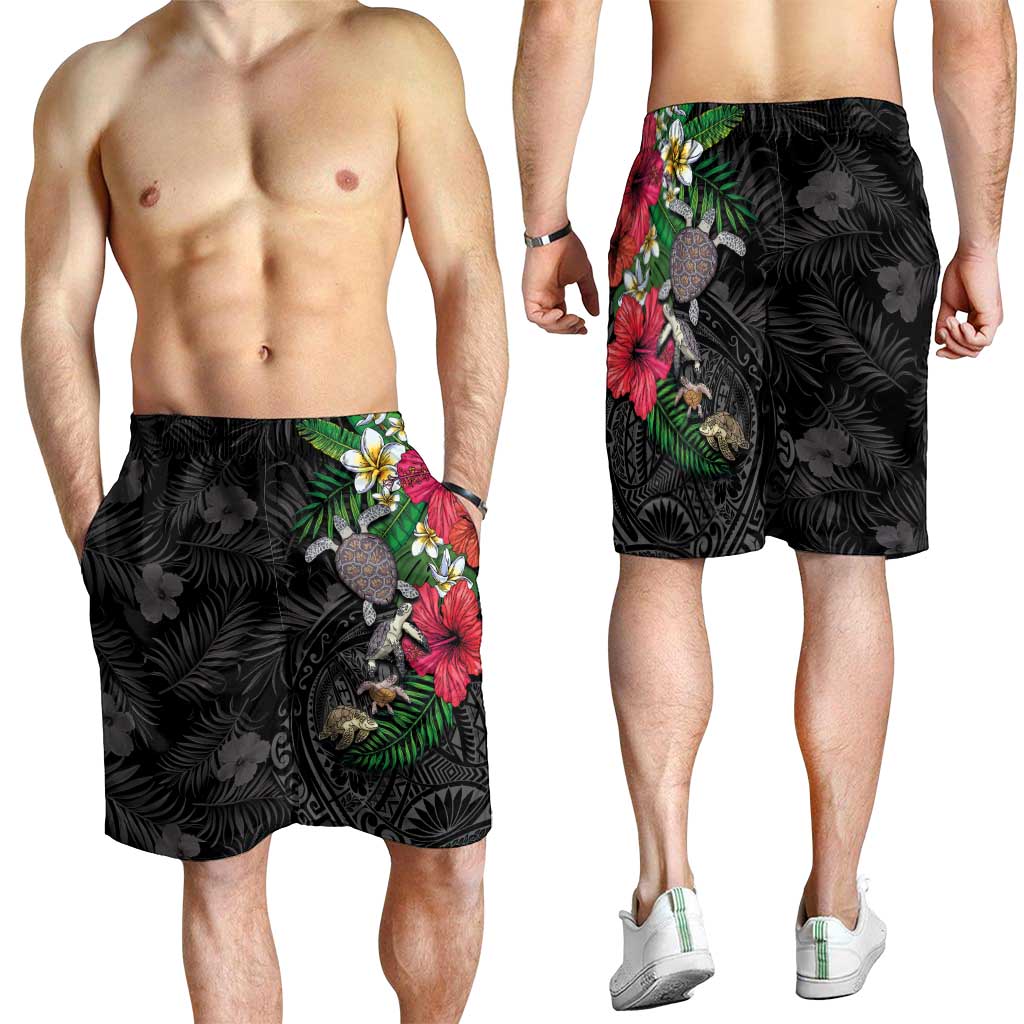 Hawaiian Tropical Plants and Turtles Shorts for Men Polynesian Art Motifs LT03 - Polynesian Pride