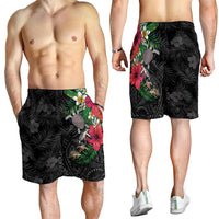 Hawaiian Tropical Plants and Turtles Shorts for Men Polynesian Art Motifs LT03 - Polynesian Pride