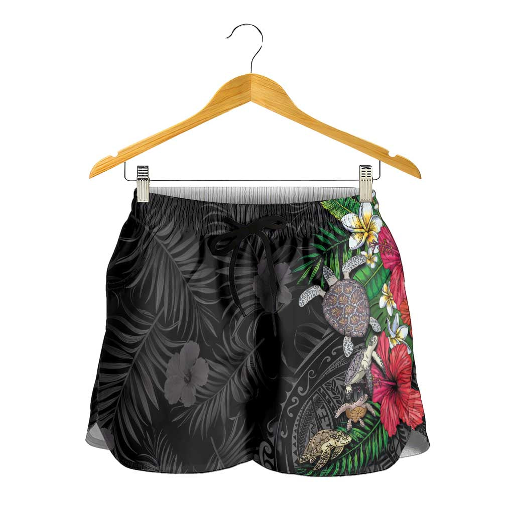 Hawaiian Tropical Plants and Turtles Shorts for Women Polynesian Art Motifs LT03 - Polynesian Pride