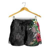 Hawaiian Tropical Plants and Turtles Shorts for Women Polynesian Art Motifs LT03 - Polynesian Pride
