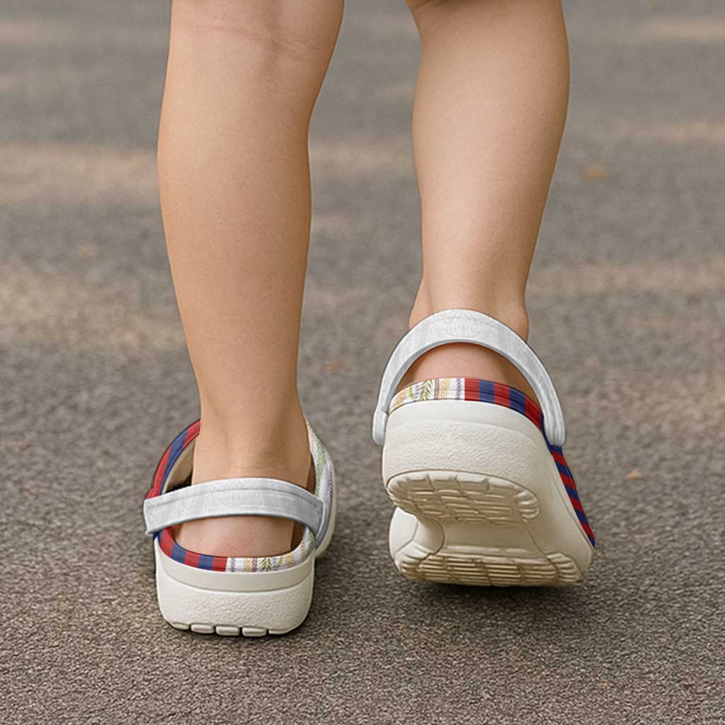 Hawaiian Tropical Plants Lei Clogs Shoes National Flag Style - Polynesian Pride