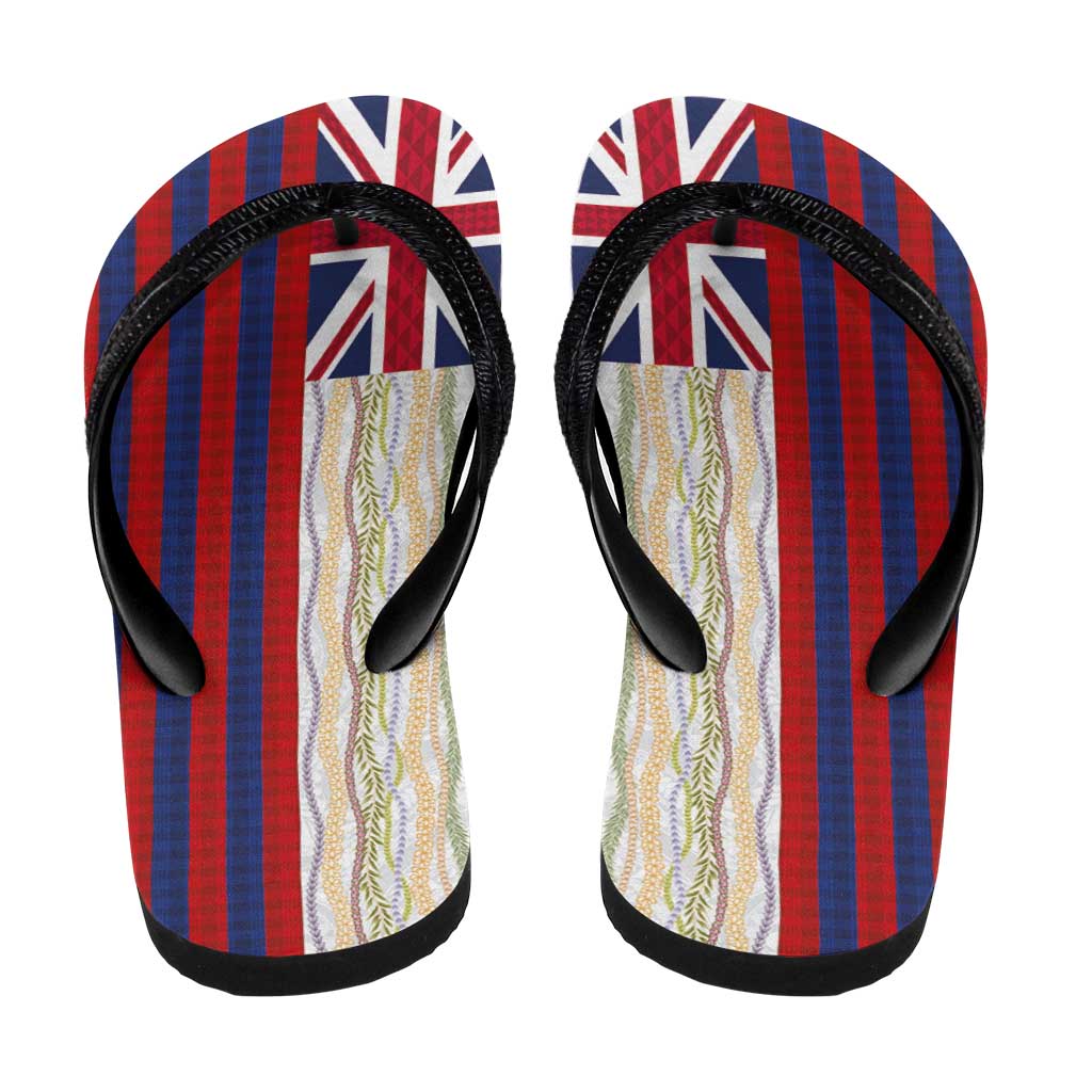 Hawaiian Tropical Plants Lei Flip Flops National Flag Style - Polynesian Pride