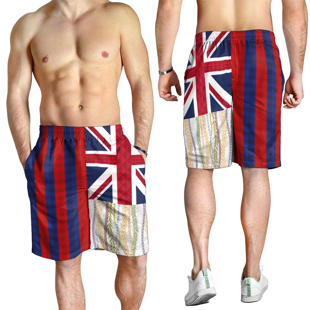 Hawaiian Tropical Plants Lei Shorts for Men National Flag Style LT03 - Polynesian Pride