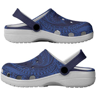 Hawaiian Turtle and Shark Clogs Shoes Kakau Tribal with Polynesian Pattern Blue Color LT03 - Polynesian Pride