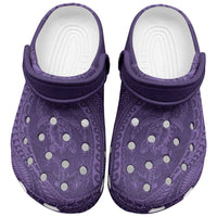 Hawaiian Turtle and Shark Clogs Shoes Kakau Tribal with Polynesian Pattern Purple Color LT03 Purple - Polynesian Pride