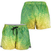 Hawaiian Turtles and Leis Shorts for Women Tribal Kakau Pattern Fresh Summer Vibe