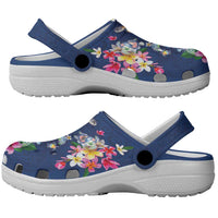 Hawaiian Turtles and Tropical Plants Clogs Shoes Blue Watercolor LT03 - Polynesian Pride