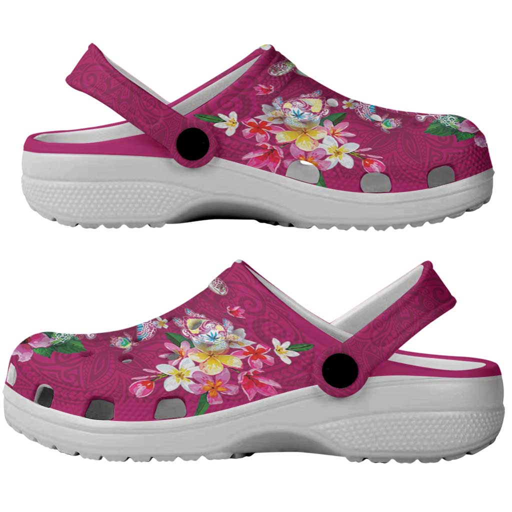 Hawaiian Turtles and Tropical Plants Clogs Shoes Pink Watercolor LT03 - Polynesian Pride