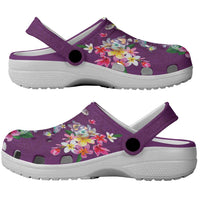 Hawaiian Turtles and Tropical Plants Clogs Shoes Purple Watercolor LT03 - Polynesian Pride