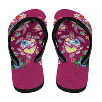 Hawaiian Turtles and Tropical Plants Flip Flops Pink Watercolor LT03 - Polynesian Pride
