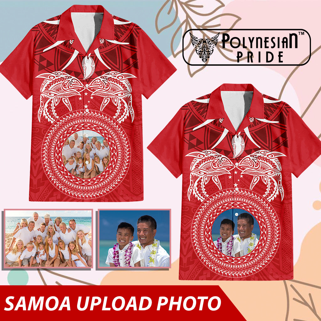 Custom Photo Samoa Hawaiian Shirt Polynesian Fish Tattoo and Boar Tusk Art CTM09 - Polynesian Pride