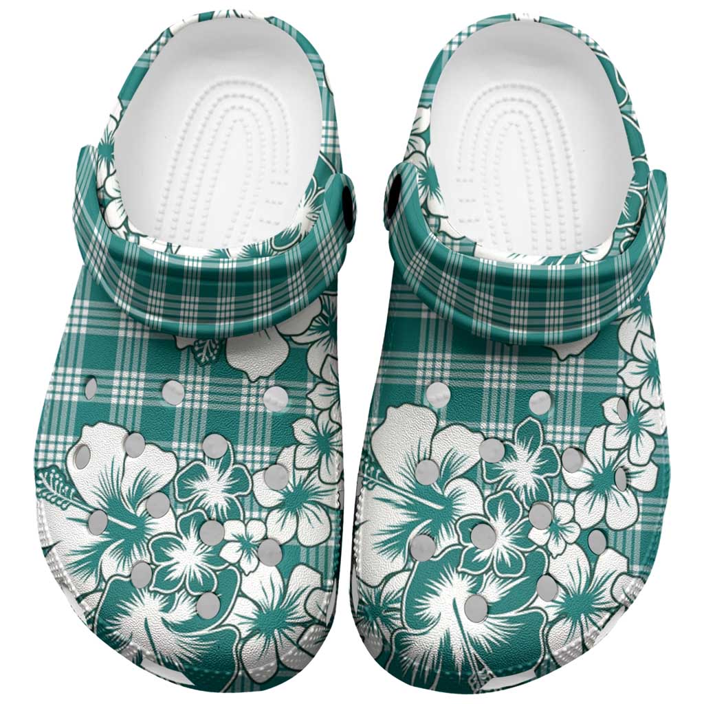 Hibiscus Pakala Aqua Teal Clogs Shoes Tropical Floral Stylized - Polynesian Pride