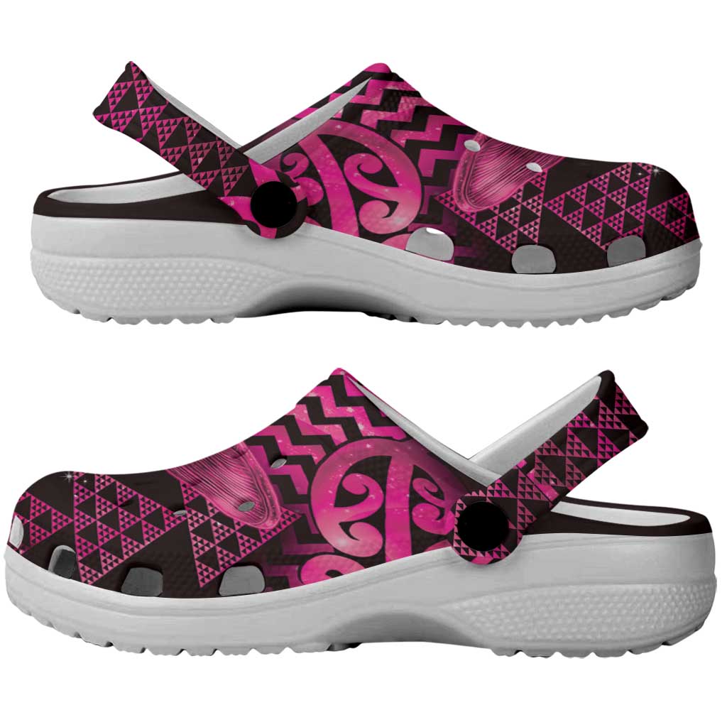 Humpback Whale Matariki New Zealand Clogs Shoes NZ Maori Paikea Poutama Luxury Pink LT14 - Polynesian Pride