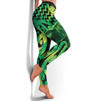 Humpback Whale Matariki New Zealand Leggings NZ Maori Paikea Poutama Luxury Green