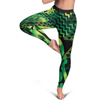 Humpback Whale Matariki New Zealand Leggings NZ Maori Paikea Poutama Luxury Green