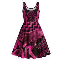 Humpback Whale Matariki New Zealand Midi Dress NZ Maori Paikea Poutama Luxury Pink LT14 Pink - Polynesian Pride