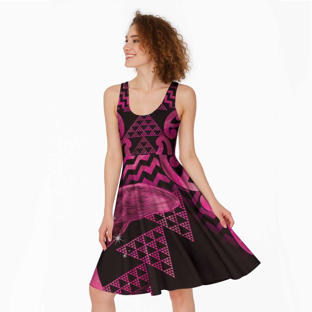 Humpback Whale Matariki New Zealand Midi Dress NZ Maori Paikea Poutama Luxury Pink LT14 - Polynesian Pride