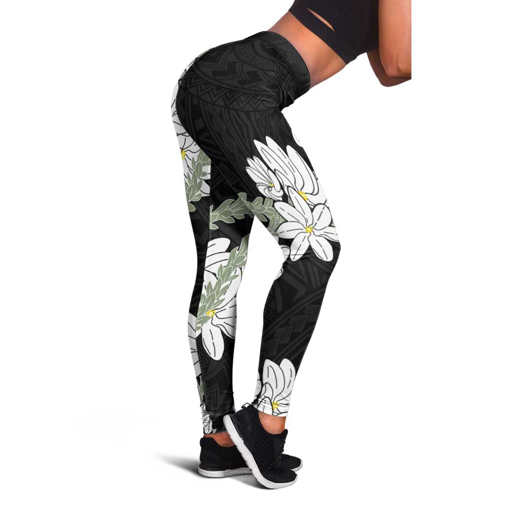 Ia Orana Tahiti Tiare Leggings Black Lei - Polynesian Pride