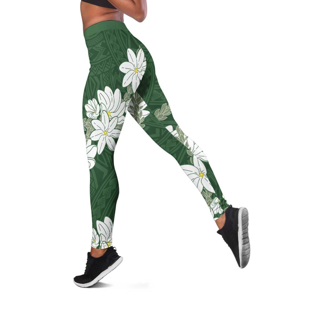 Ia Orana Tahiti Tiare Leggings Sage Green Lei - Polynesian Pride