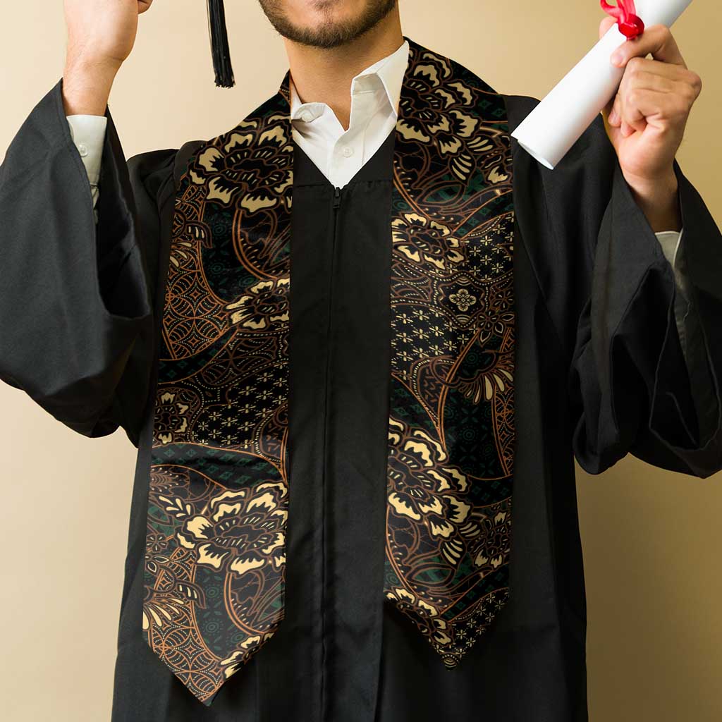 Indonesian Batik Pattern Vintage Brown Graduation Stole LT01 - Polynesian Pride