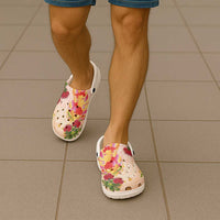 Japanese and Hawaiian Culture Fusion Clogs Shoes Irezumi with Turtles and Lei Kakau Pattern Sunset Vibe LT03 - Polynesian Pride
